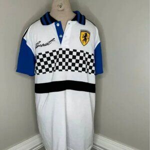 Bleecker and Mercer Men's Blue Black and White Checkered Millionaire Polo Large
